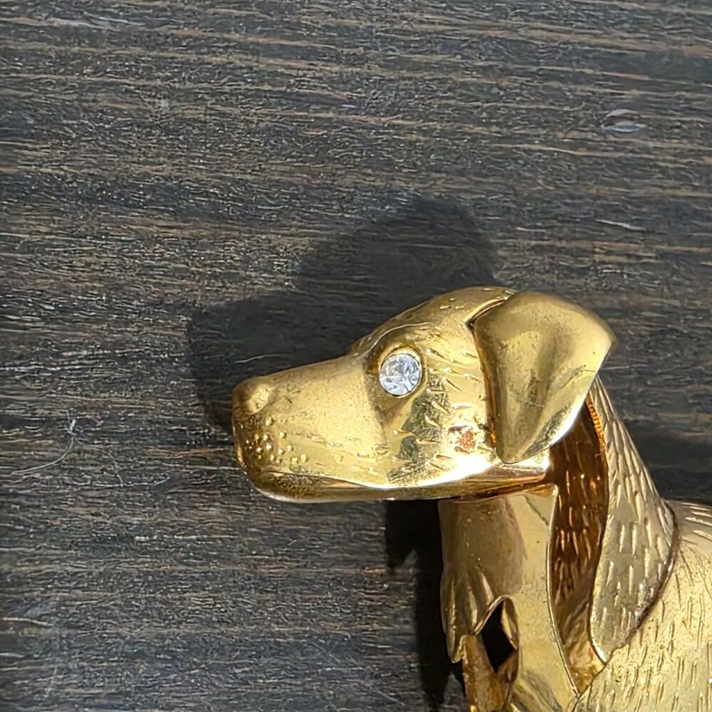 Dog Mini Figurine Gold Plated Swarovski Crystal Elements 3"W - Picture 5 of 12